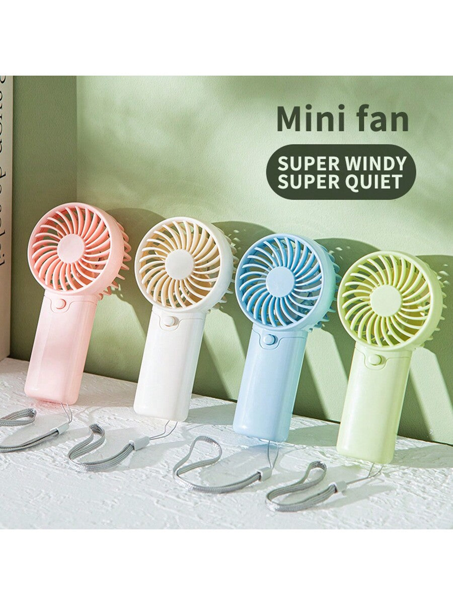 1 pièce Mini ventilateur à 1 vitesse de vent avec corde de suspension - cadeau de fête (piles non incluses, à acheter séparément) pour l'été et pour extérieur, sport, voyage, cuisine, chambre, école, bureau, et pour femme, homme, enfant, adulte