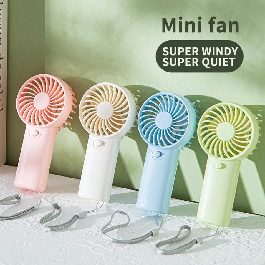 1 pièce Mini ventilateur à 1 vitesse de vent avec corde de suspension - cadeau de fête (piles non incluses, à acheter séparément) pour l'été et pour extérieur, sport, voyage, cuisine, chambre, école, bureau, et pour femme, homme, enfant, adulte