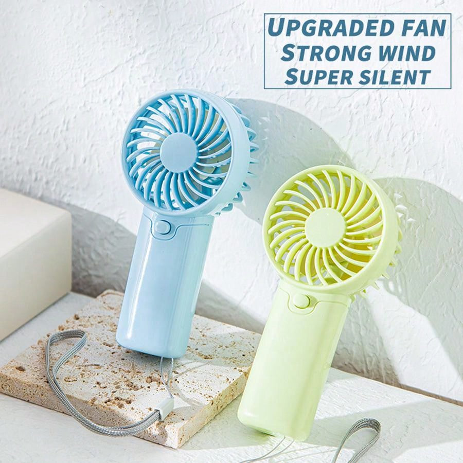 1 pièce Mini ventilateur à 1 vitesse de vent avec corde de suspension - cadeau de fête (piles non incluses, à acheter séparément) pour l'été et pour extérieur, sport, voyage, cuisine, chambre, école, bureau, et pour femme, homme, enfant, adulte