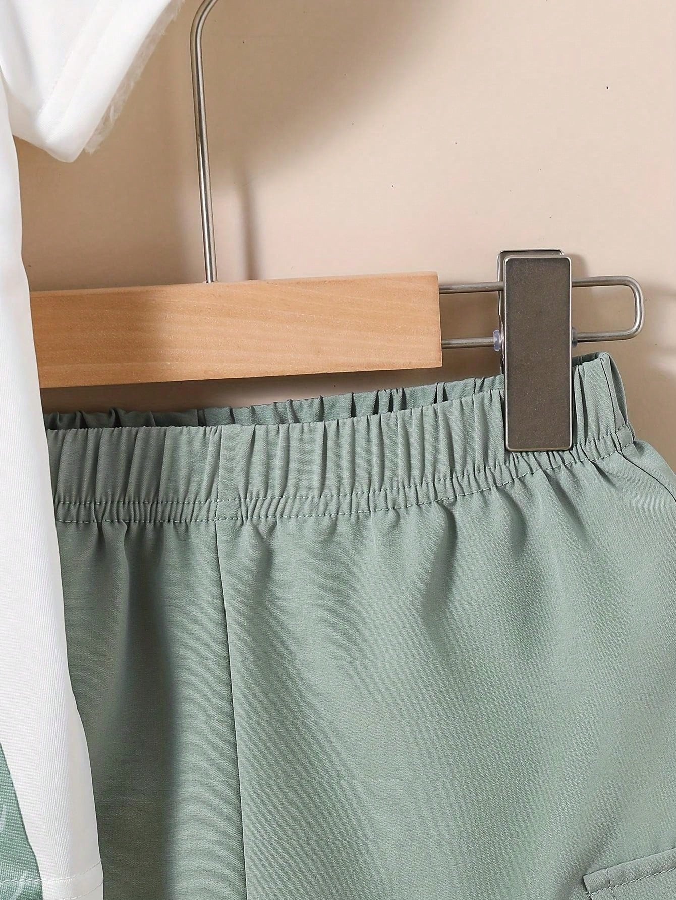 Ensemble short et t-shirt à imprimé ours pour garçon, tenue d'été tendance