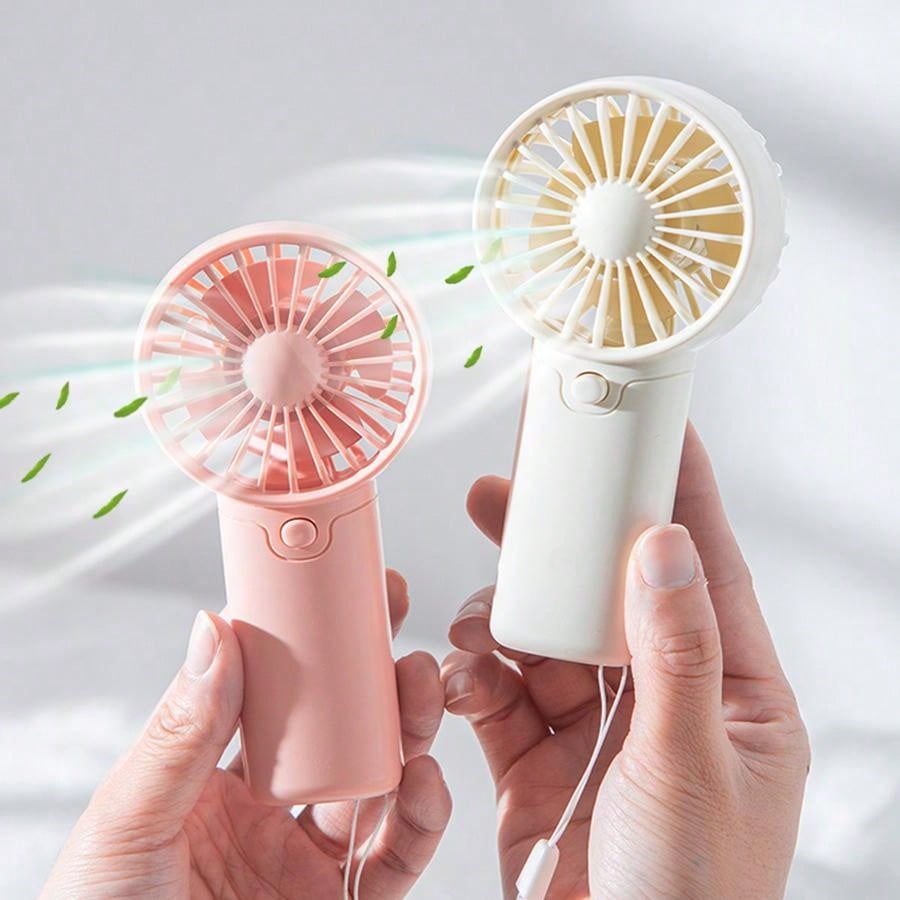 1 pièce Mini ventilateur à 1 vitesse de vent avec corde de suspension - cadeau de fête (piles non incluses, à acheter séparément) pour l'été et pour extérieur, sport, voyage, cuisine, chambre, école, bureau, et pour femme, homme, enfant, adulte