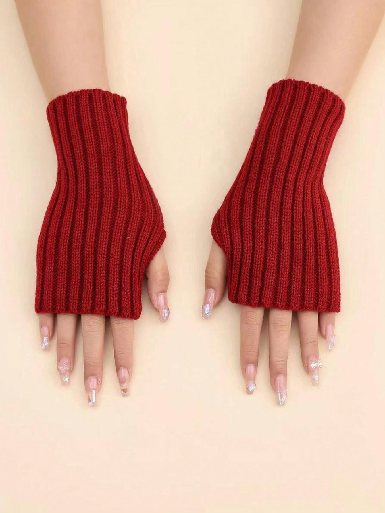 1 pièce Gants sans doigts de couleur unie résistant au vent, pour enfants/adolescents, pour l'automne/hiver, pour un usage extérieur