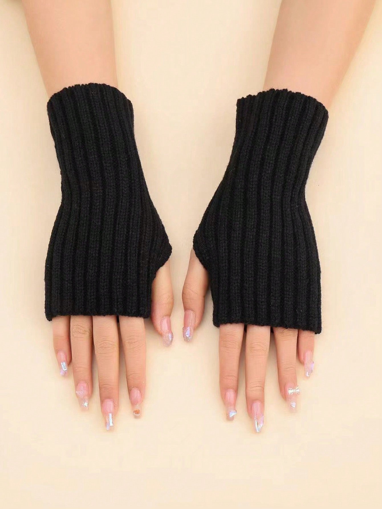 1 pièce Gants sans doigts de couleur unie résistant au vent, pour enfants/adolescents, pour l'automne/hiver, pour un usage extérieur