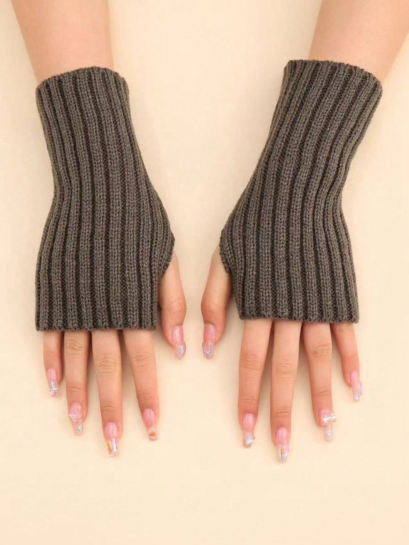 1 pièce Gants sans doigts de couleur unie résistant au vent, pour enfants/adolescents, pour l'automne/hiver, pour un usage extérieur