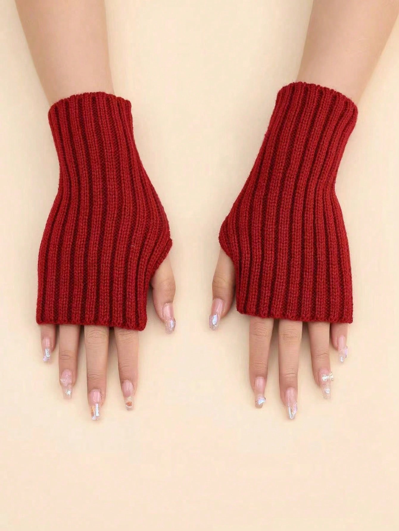 1 pièce Gants sans doigts de couleur unie résistant au vent, pour enfants/adolescents, pour l'automne/hiver, pour un usage extérieur