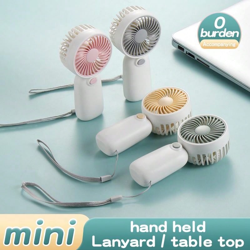 1 pièce Mini ventilateur à 1 vitesse de vent avec corde de suspension - cadeau de fête (piles non incluses, à acheter séparément) pour l'été et pour extérieur, sport, voyage, cuisine, chambre, école, bureau, et pour femme, homme, enfant, adulte
