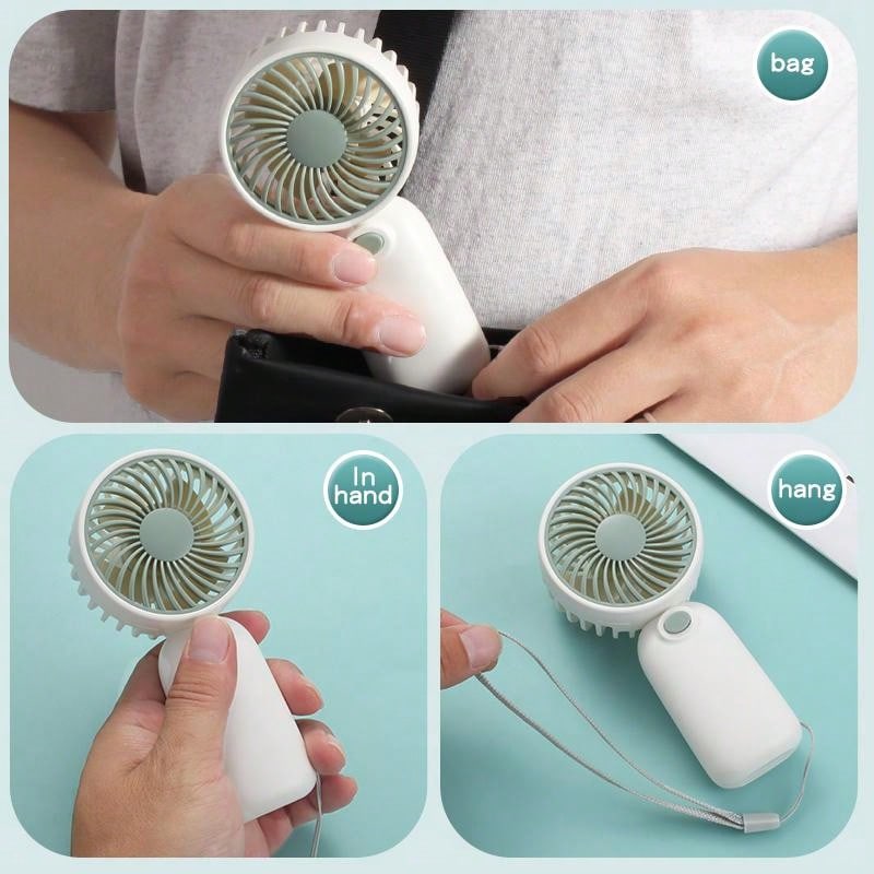 1 pièce Mini ventilateur à 1 vitesse de vent avec corde de suspension - cadeau de fête (piles non incluses, à acheter séparément) pour l'été et pour extérieur, sport, voyage, cuisine, chambre, école, bureau, et pour femme, homme, enfant, adulte