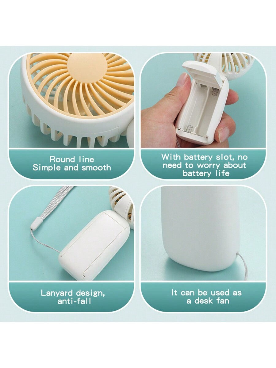 1 pièce Mini ventilateur à 1 vitesse de vent avec corde de suspension - cadeau de fête (piles non incluses, à acheter séparément) pour l'été et pour extérieur, sport, voyage, cuisine, chambre, école, bureau, et pour femme, homme, enfant, adulte