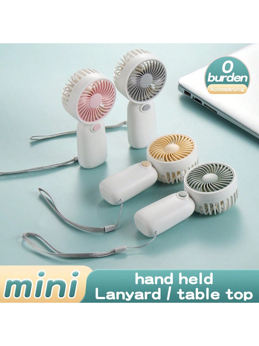 1 pièce Mini ventilateur à 1 vitesse de vent avec corde de suspension - cadeau de fête (piles non incluses, à acheter séparément) pour l'été et pour extérieur, sport, voyage, cuisine, chambre, école, bureau, et pour femme, homme, enfant, adulte
