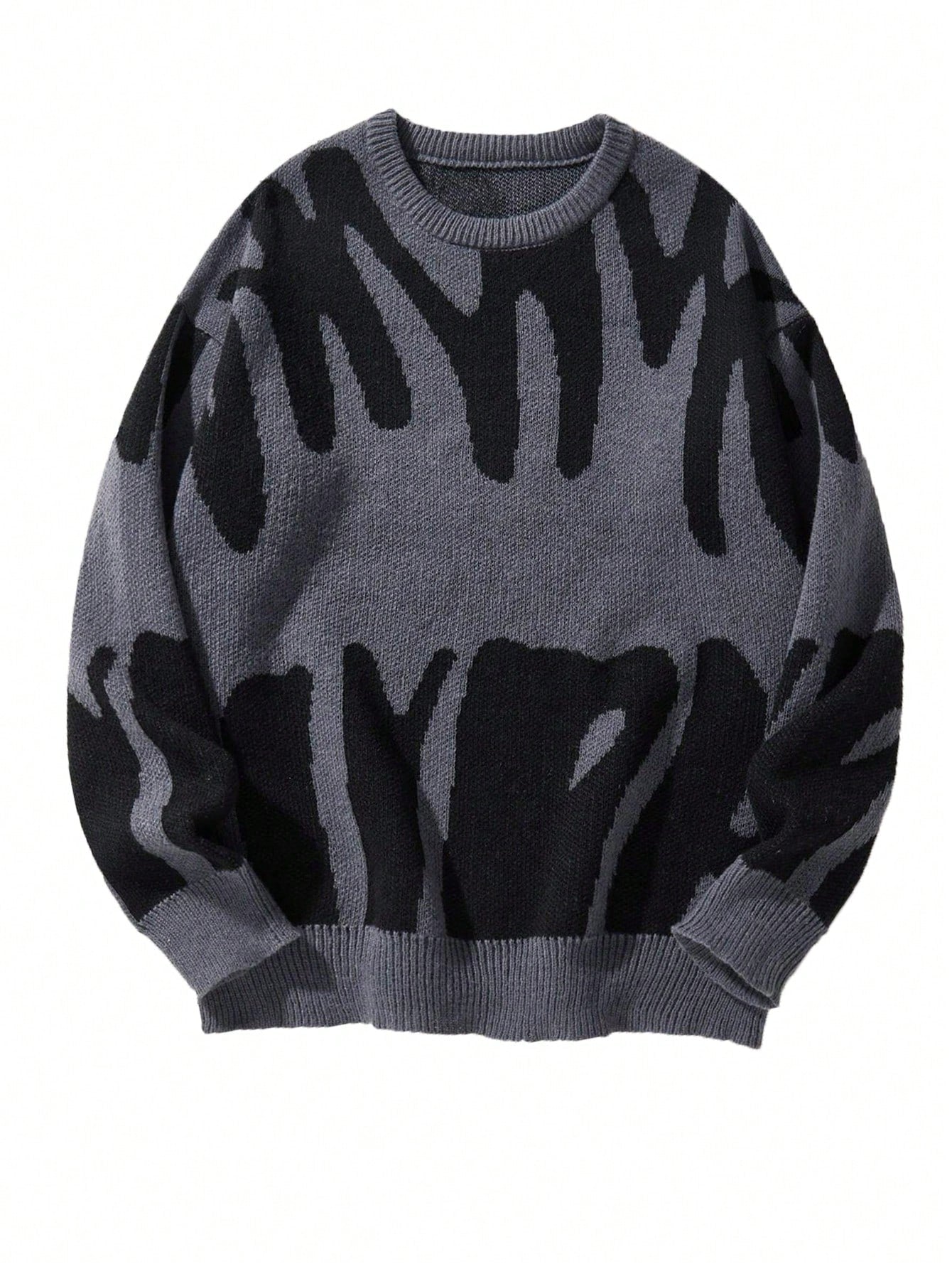 1 pièce Pull tricoté à col rond oversize en contraste de couleurs, style streetwear décontracté pour jeunes filles. Chaud et épais, idéal pour l'automne/l'hiver