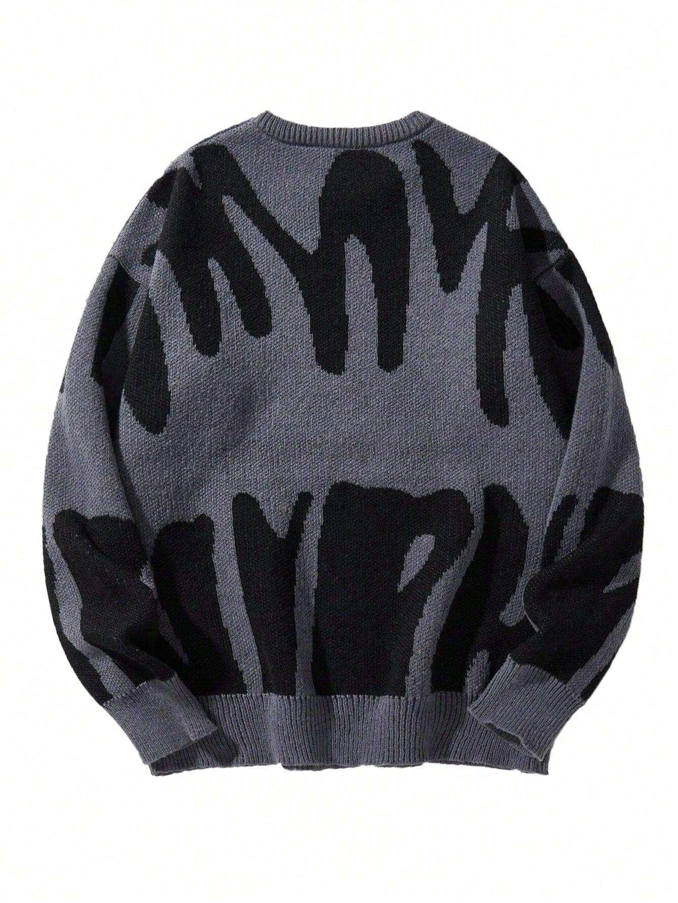 1 pièce Pull tricoté à col rond oversize en contraste de couleurs, style streetwear décontracté pour jeunes filles. Chaud et épais, idéal pour l'automne/l'hiver