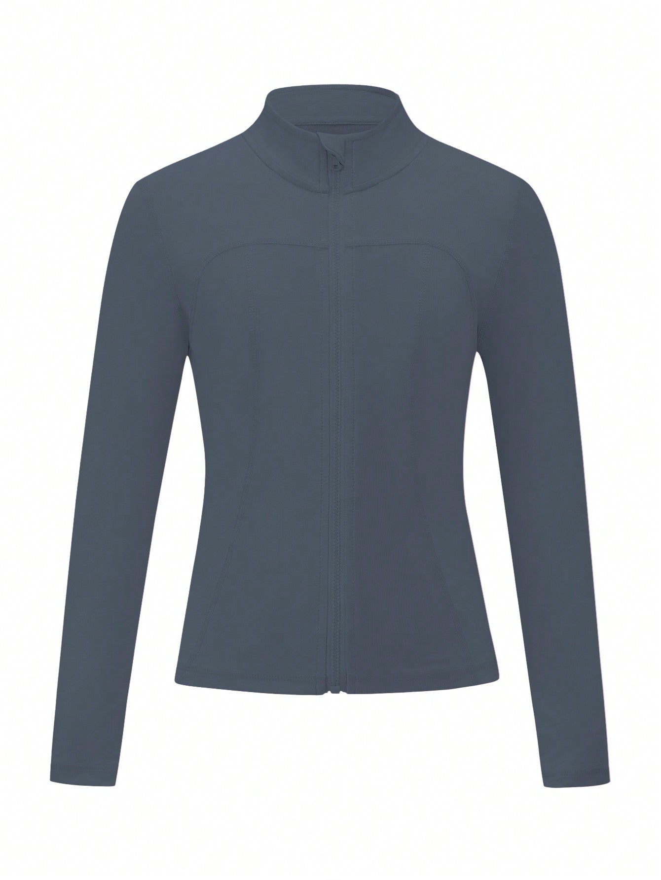 Veste de yoga grise ajustée pour préadolescentes, convient pour le yoga, le pilates, la course et les activités de plein air