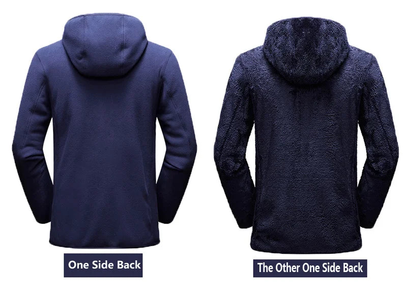 Hoodie unisexe réversible en polaire/corail pour l'hiver, sweat à capuche chaud, coupe-vent, style pull pour femmes, veste en flanelle confortable et élégante.