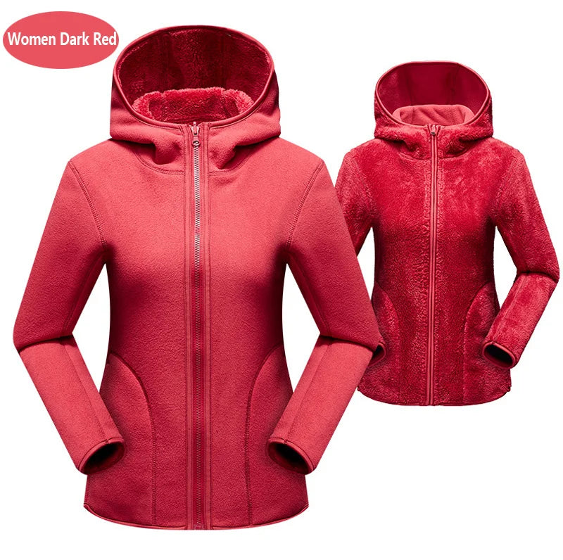 Hoodie unisexe réversible en polaire/corail pour l'hiver, sweat à capuche chaud, coupe-vent, style pull pour femmes, veste en flanelle confortable et élégante.