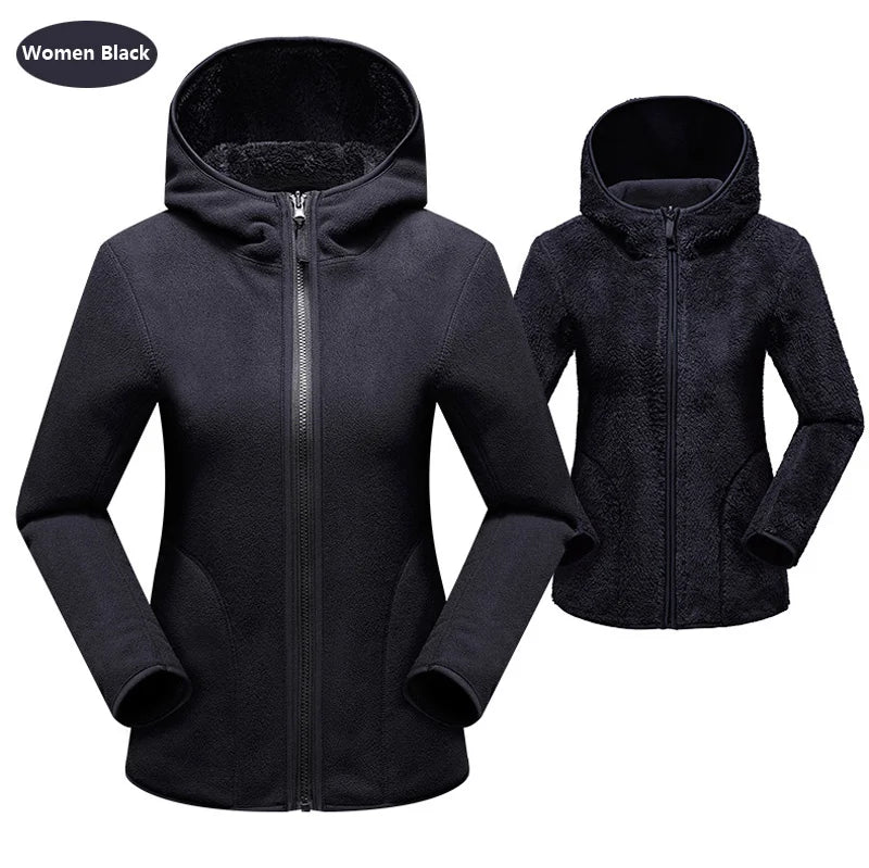 Hoodie unisexe réversible en polaire/corail pour l'hiver, sweat à capuche chaud, coupe-vent, style pull pour femmes, veste en flanelle confortable et élégante.