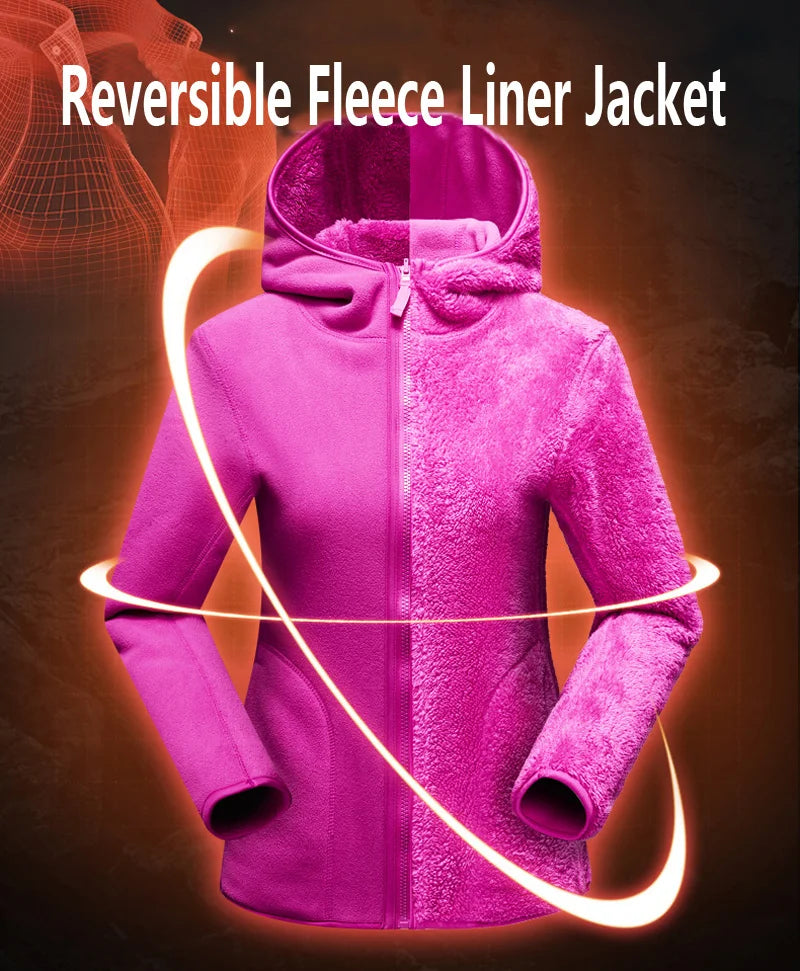 Hoodie unisexe réversible en polaire/corail pour l'hiver, sweat à capuche chaud, coupe-vent, style pull pour femmes, veste en flanelle confortable et élégante.
