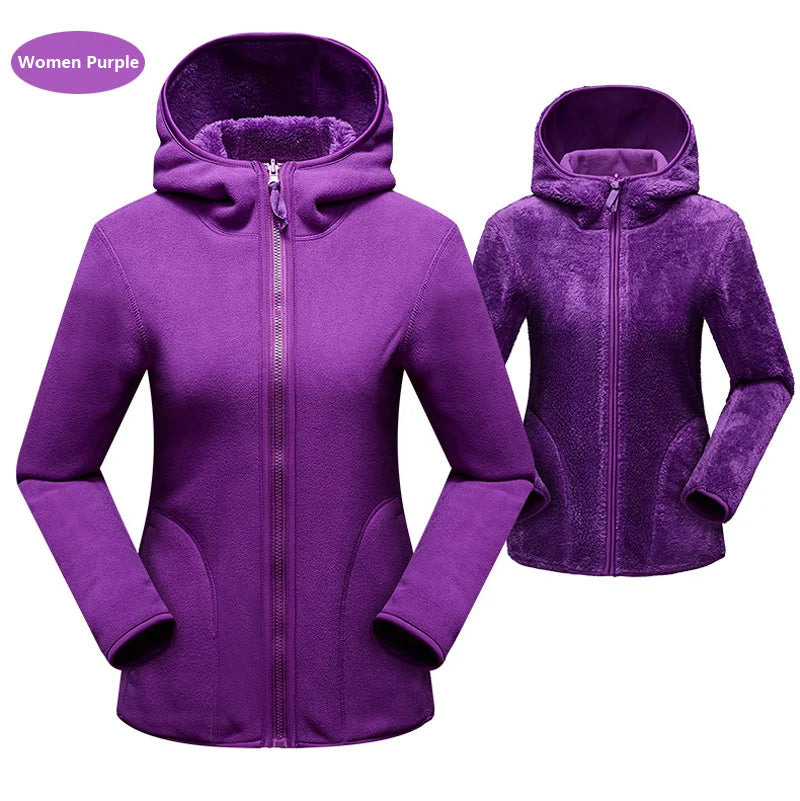 Hoodie unisexe réversible en polaire/corail pour l'hiver, sweat à capuche chaud, coupe-vent, style pull pour femmes, veste en flanelle confortable et élégante.