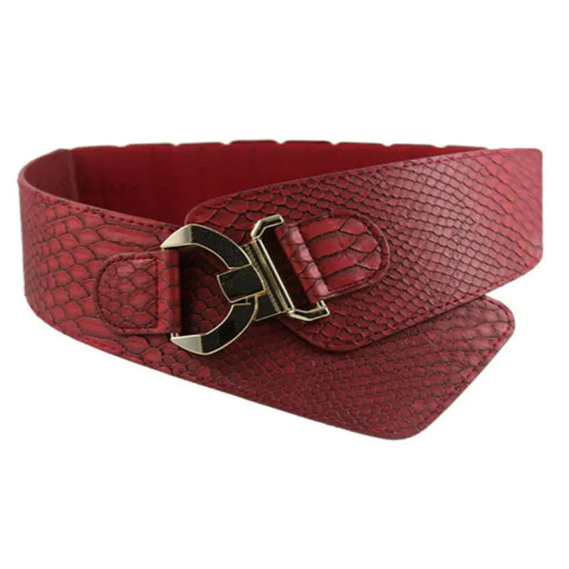 Ceinture élastique en cuir PU stretch pour femmes, ceinture large à taille haute, stylée et tendance, idéale comme accessoire de mode pour les vêtements de fête ou comme cadeau pour filles et femmes.