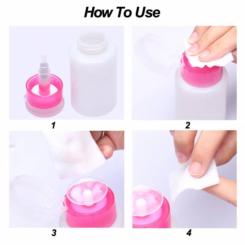 Bouteille Pompe 150ML Rose Vide pour Liquide, Alcool, Dissolvant Vernis à Ongles, Nettoyant, Distributeur, Contenant Rechargeable de Maquillage.