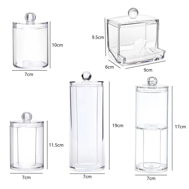 Boîte Organisatrice de Maquillage - Rangement pour Cotons-Tiges, Bijoux et Produits Cosmétiques, Boîte en Plastique