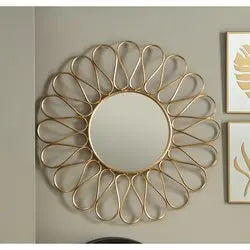 Miroir mural décoratif en métal alvéolé - Cadre en fer, art décoratif, meubles et miroirs modernes.
