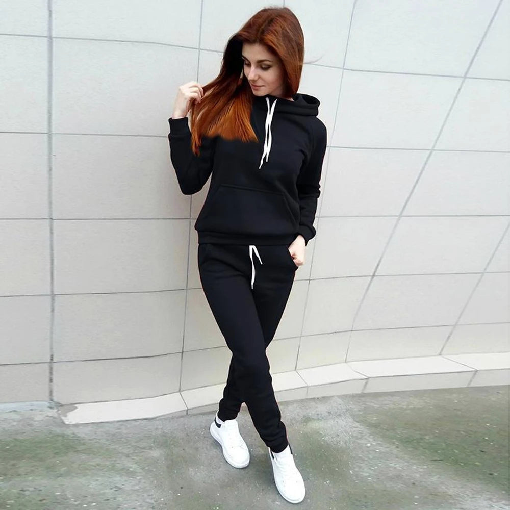 Nouvelle mode femme ensemble sweat à capuche, pull à manches longues, ensemble de sport 2 pièces (S-4XL)