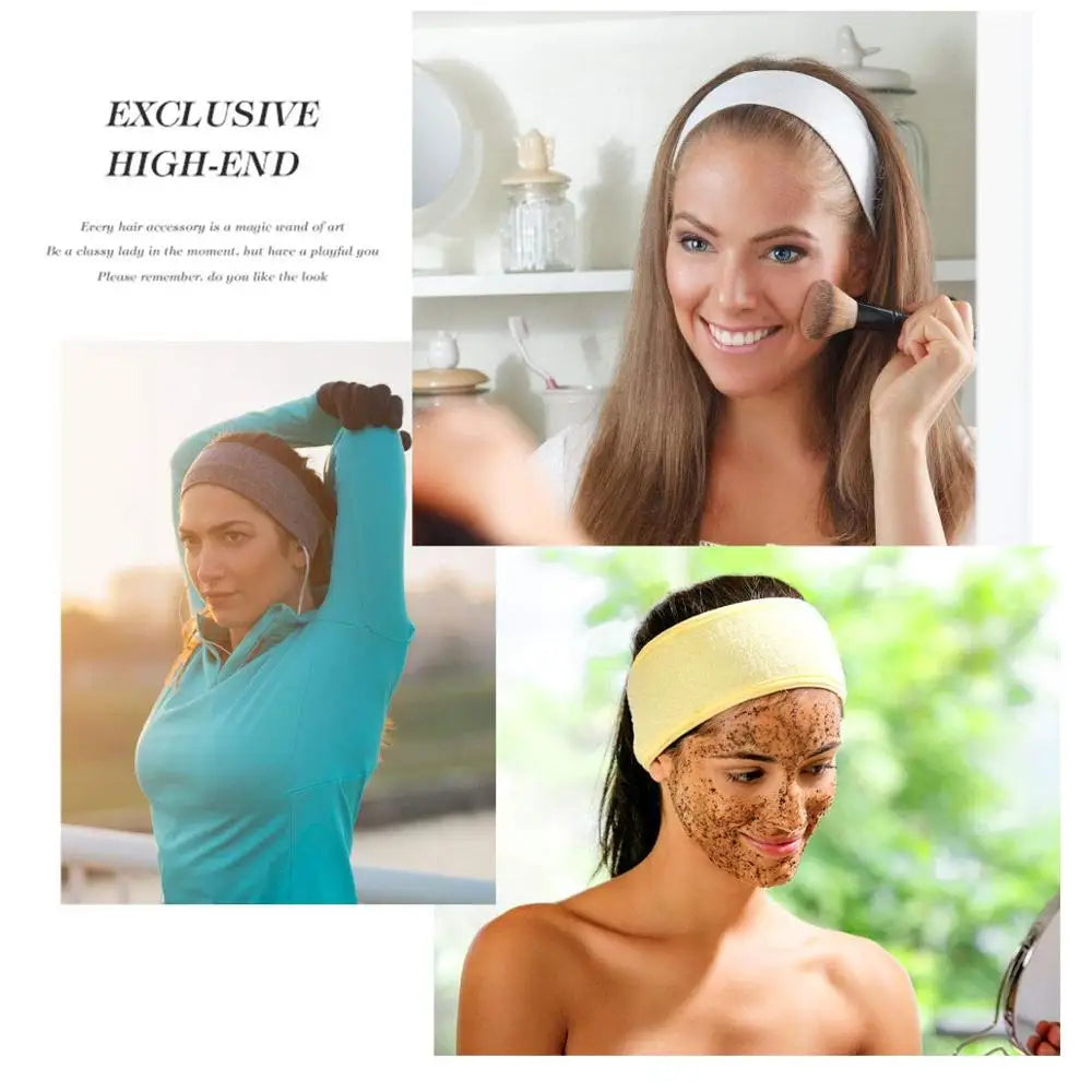 Bandeau Autocollant Large pour Femmes - Serviette de Yoga, Spa, Bain, Douche, Maquillage, Lavage du Visage, Salon Cosmétiques, Accessoires de Maquillage.