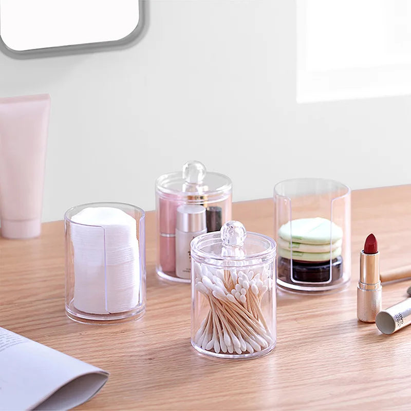 Boîte Organisatrice de Maquillage - Rangement pour Cotons-Tiges, Bijoux et Produits Cosmétiques, Boîte en Plastique