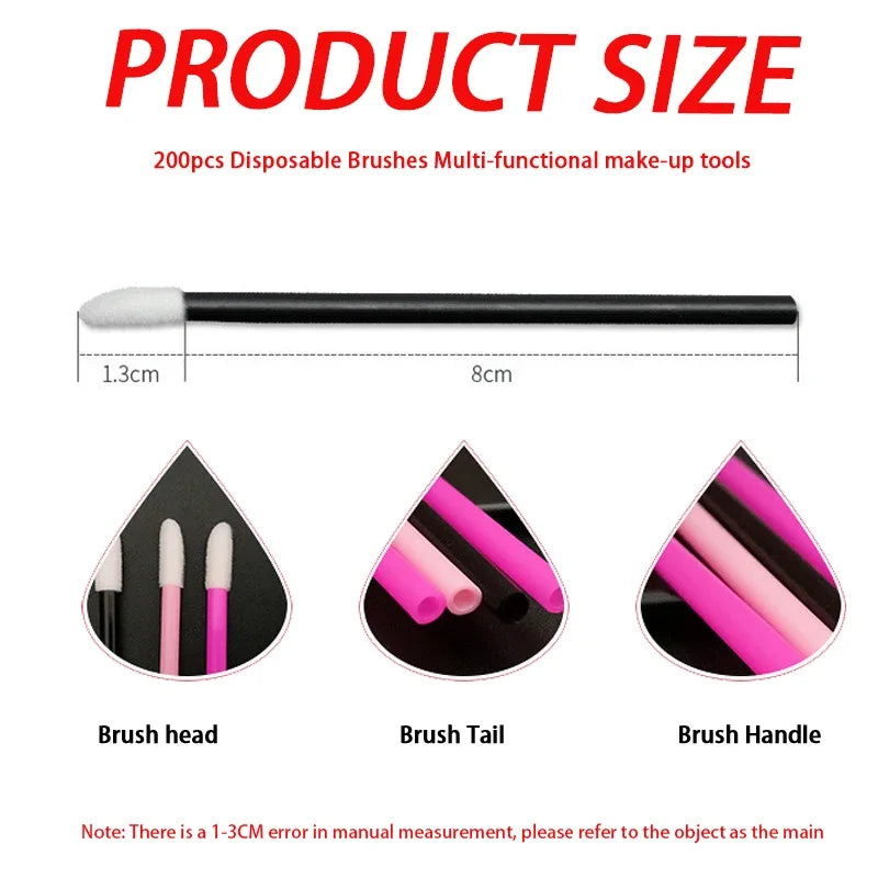 Ensemble de 100 applicateurs jetables pour lèvres et extensions de cils : bâtonnets de rouge à lèvres colorés et outils de maquillage polyvalents.
