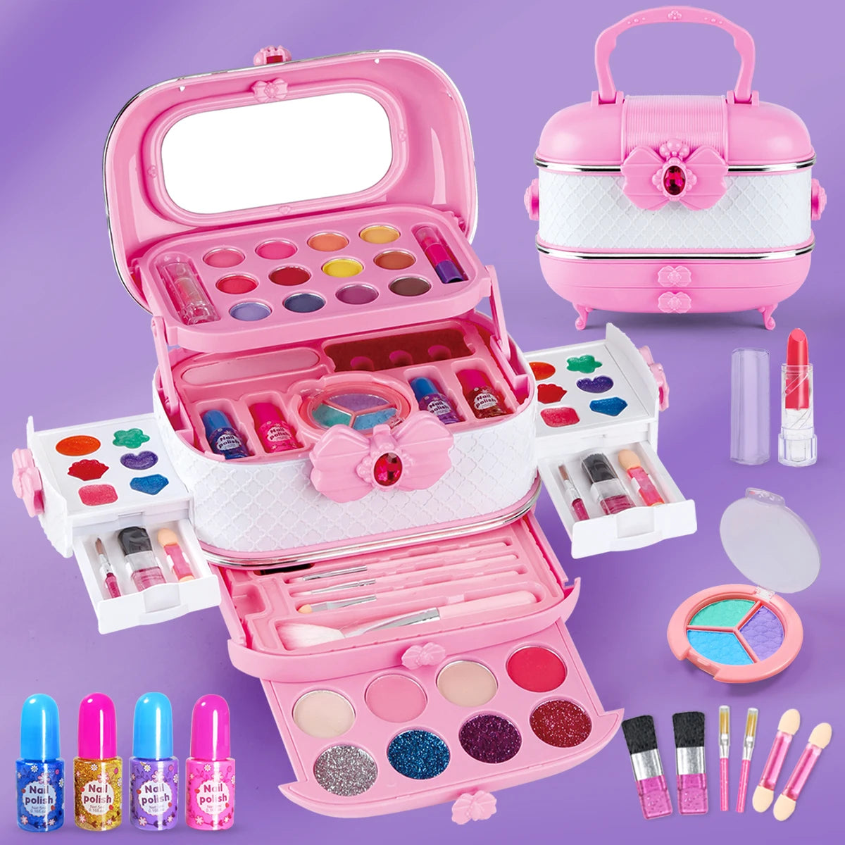 Kit de Maquillage Lavable pour Enfants - Set de Maquillage Réel pour Filles, Kit de Maquillage pour Petites Filles et Enfants.