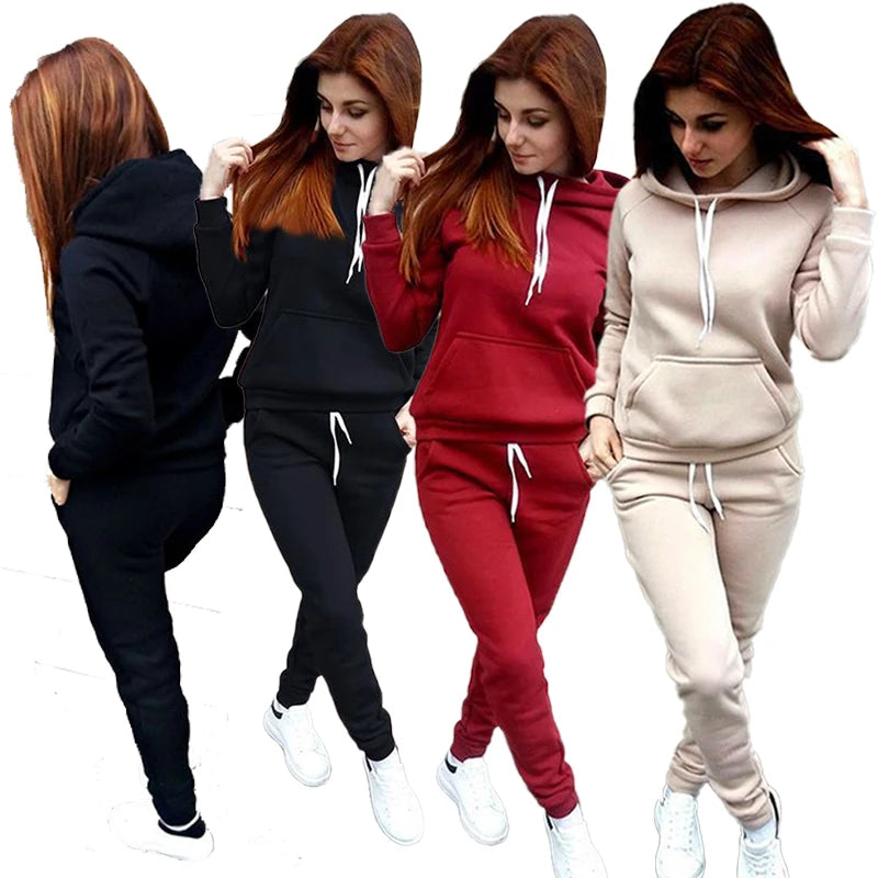 Nouvelle mode femme ensemble sweat à capuche, pull à manches longues, ensemble de sport 2 pièces (S-4XL)