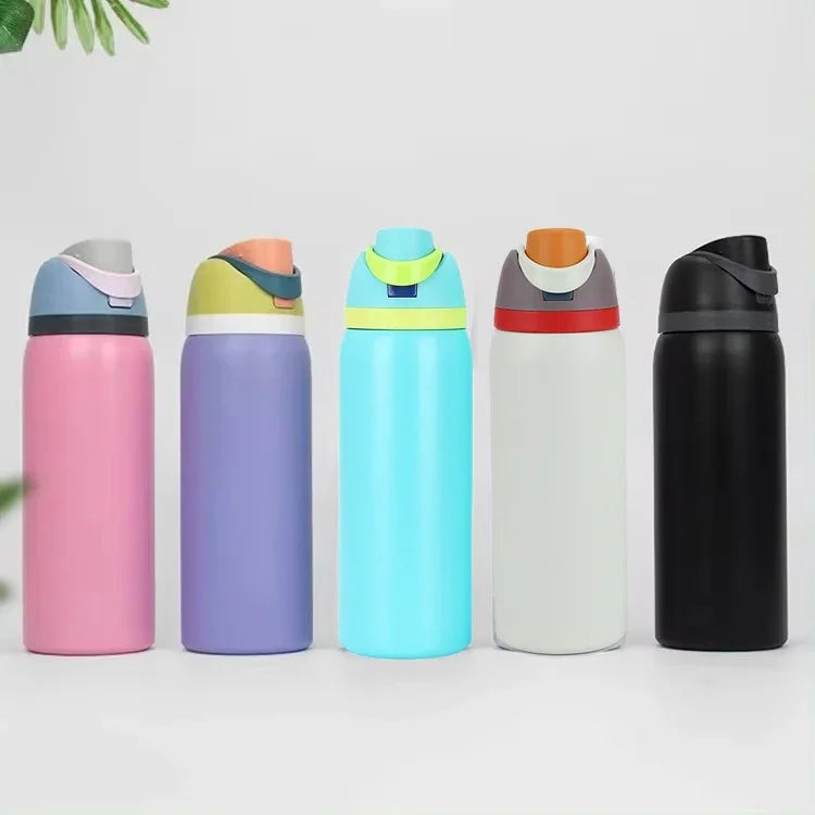Gourde Thermos 32oz en Acier Inoxydable 304 avec Paille, Bouteille d'Eau Vacuum Isotherme pour Sports en Extérieur et Voiture