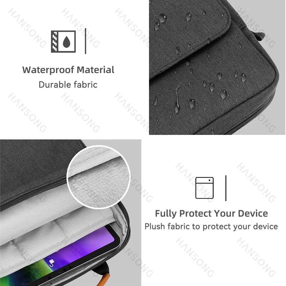 Étui de tablette pour Samsung Galaxy Tab S6 Lite, Galaxy Tab S7, iPad Pro 11, iPad 9.7, 9-11 pouces, sac à bandoulière pour transport et rangement.