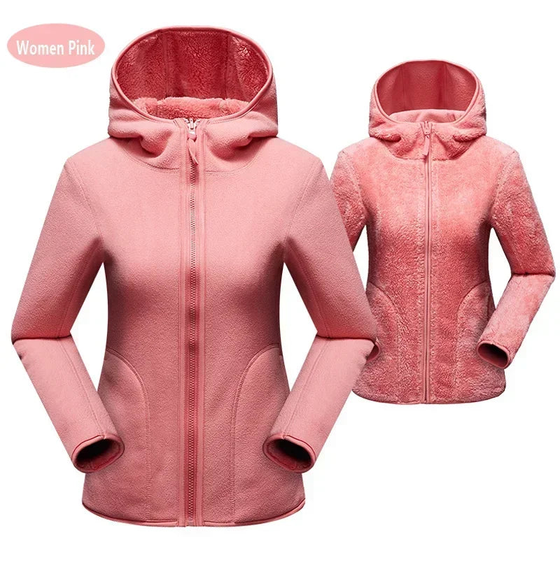 Hoodie unisexe réversible en polaire/corail pour l'hiver, sweat à capuche chaud, coupe-vent, style pull pour femmes, veste en flanelle confortable et élégante.