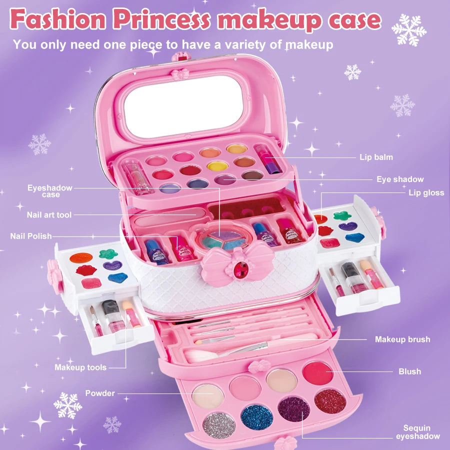 Kit de Maquillage Lavable pour Enfants - Set de Maquillage Réel pour Filles, Kit de Maquillage pour Petites Filles et Enfants.