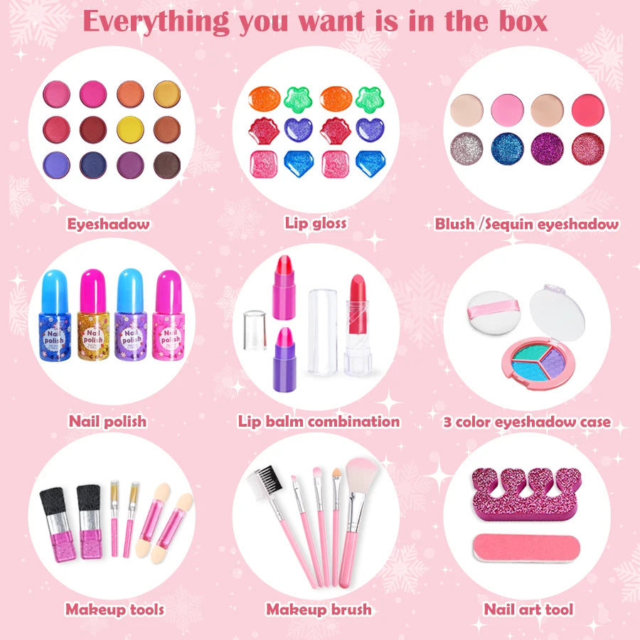 Kit de Maquillage Lavable pour Enfants - Set de Maquillage Réel pour Filles, Kit de Maquillage pour Petites Filles et Enfants.