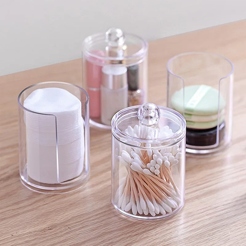Boîte Organisatrice de Maquillage - Rangement pour Cotons-Tiges, Bijoux et Produits Cosmétiques, Boîte en Plastique