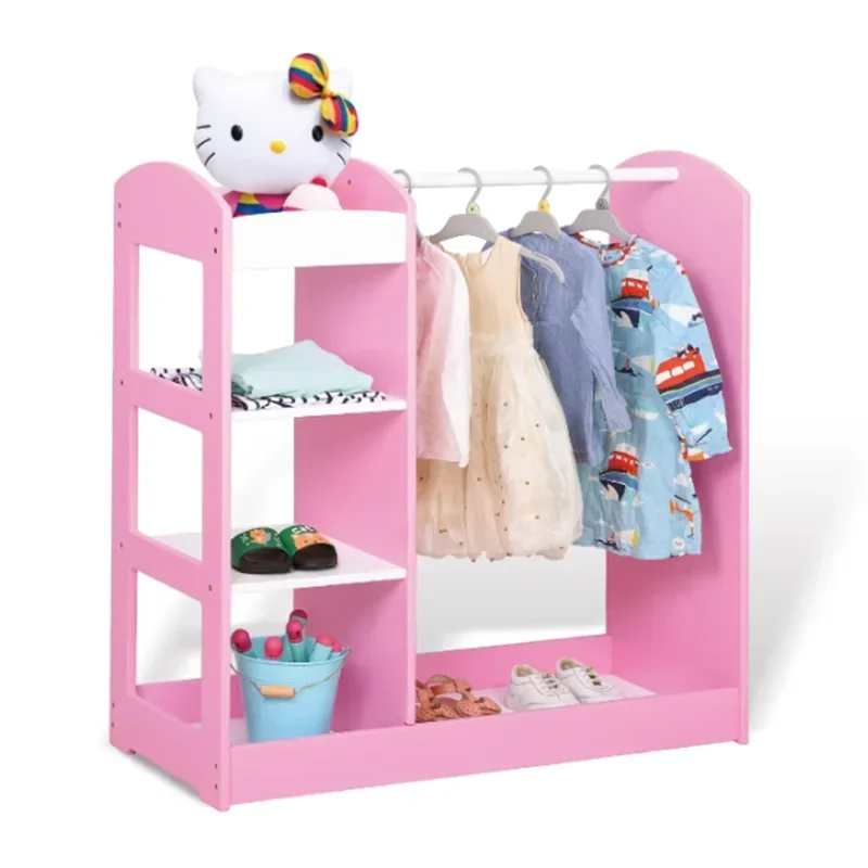 Armoire pour enfants – Rangement de chambre bébé avec miroir, penderie et organiseur pour vêtements et meubles de rangement