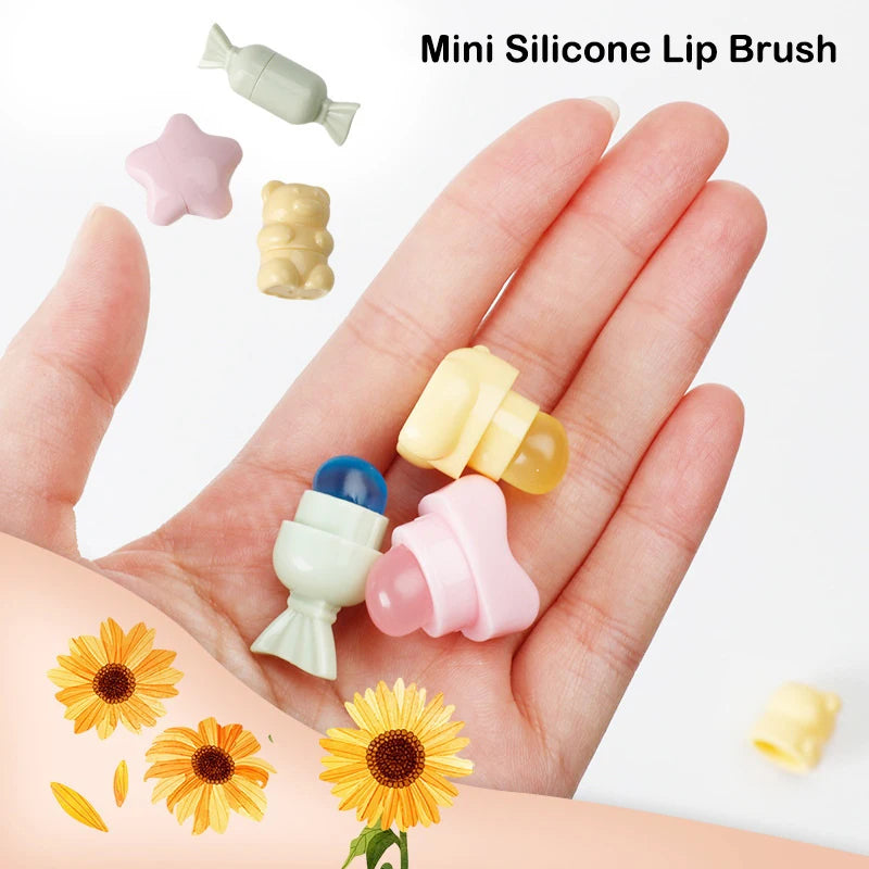 Pinceau de maquillage en silicone mini pour lèvres, brosse angulaire pour correcteur, pour baume à lèvres, gloss ou correcteur.