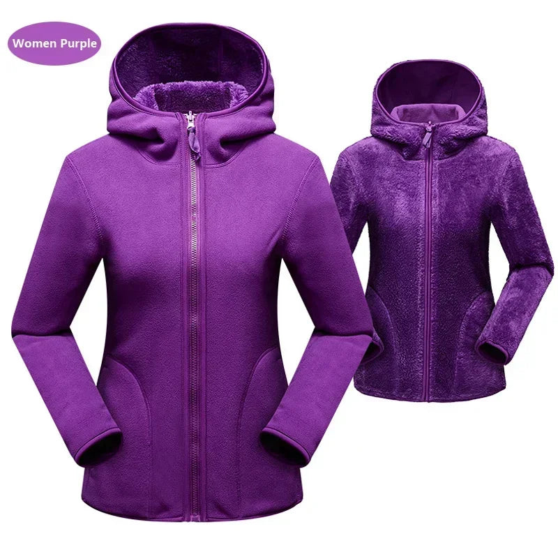 Hoodie unisexe réversible en polaire/corail pour l'hiver, sweat à capuche chaud, coupe-vent, style pull pour femmes, veste en flanelle confortable et élégante.