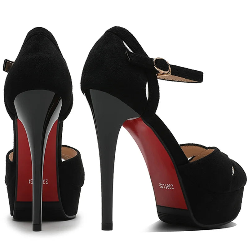 Sandales de Luxe pour Femmes avec Talons Hauts de 12 cm : Sandales sexy avec plateforme et brides, ouvertes à l'avant, idéales pour les mariages ou les soirées.