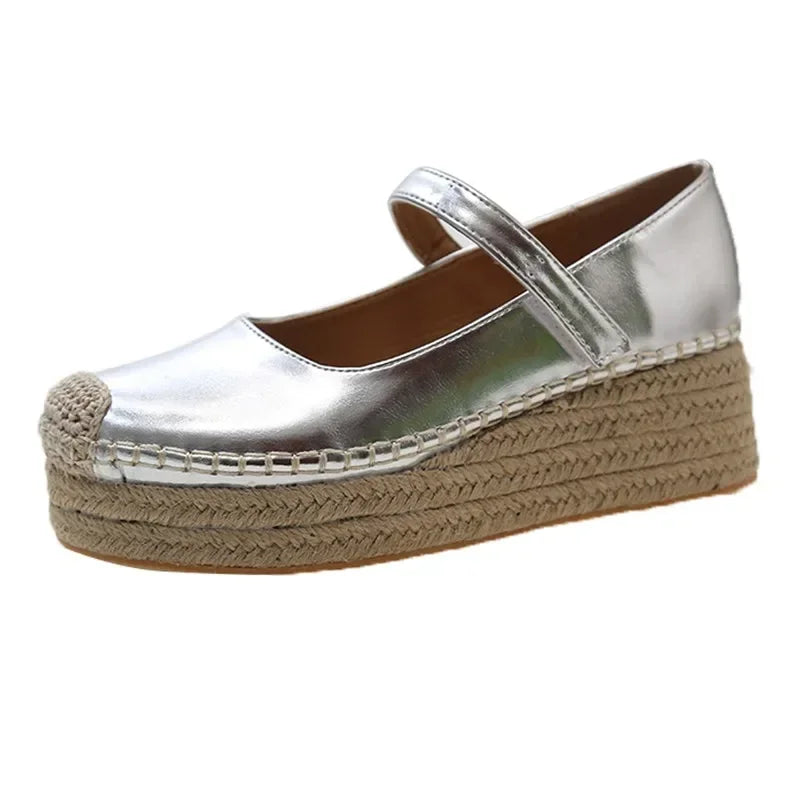 Chaussures pour femmes à talons hauts style Mary Jane, nouvelles plateformes tressées, compensées pour robes et fêtes, sandales romaines printemps , escarpins féminins.
