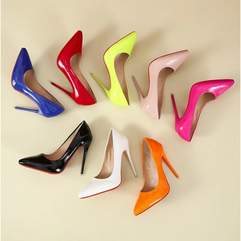 Chaussures à Talons Hauts Élégantes 35-45 : Escarpins à talon stiletto de 12 cm, pointus, parfaits pour les banquets, mariages et soirées, disponibles en taille plus pour femmes.
