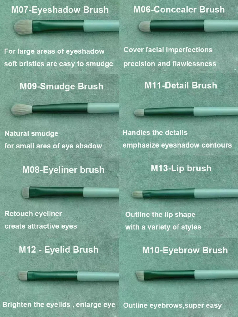 Pinceaux de maquillage pour femmes, fond de teint, ombre à paupières, poudre cosmétique, fard à joues, outils de maquillage, 13 pièces