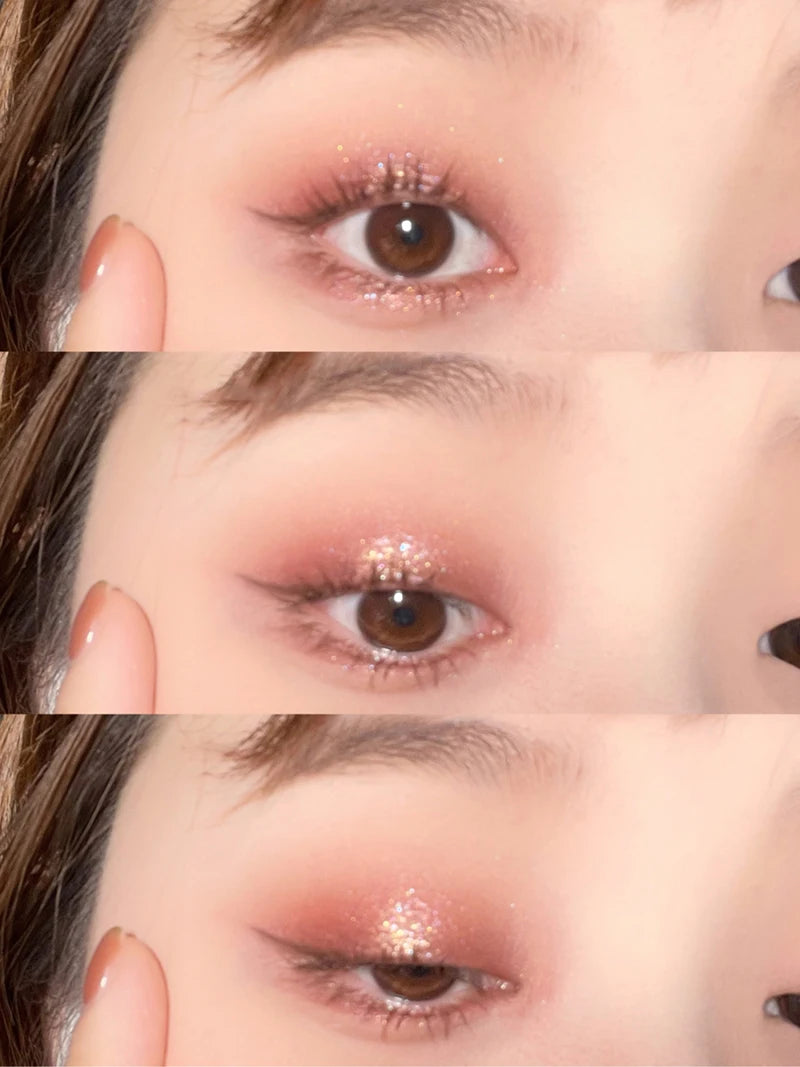 Palette de Fards à Paupières Neuf Couleurs - Orange, Marron, Pailleté, Mat et Brillant, Longue Tenue, Maquillage des Yeux