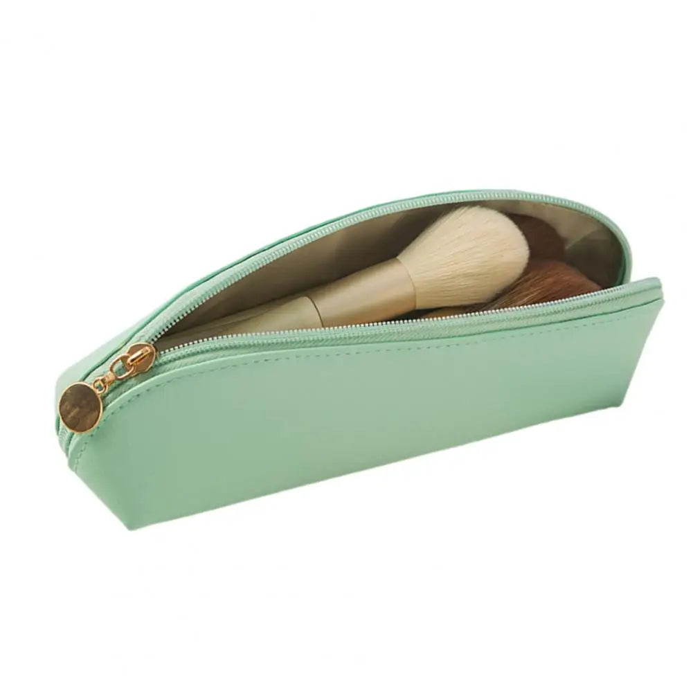 Sac à Pinceaux de Maquillage Portable en Cuir Synthétique, Trousse Élégante avec Fermeture Éclair pour Voyage et Accessoires de Bureau