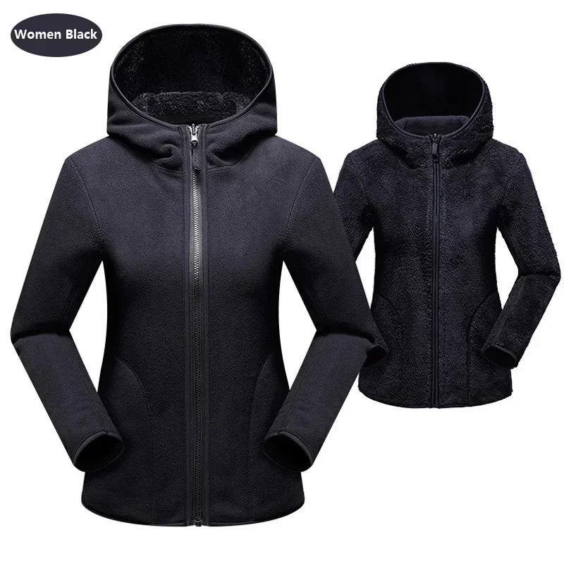 Hoodie unisexe réversible en polaire/corail pour l'hiver, sweat à capuche chaud, coupe-vent, style pull pour femmes, veste en flanelle confortable et élégante.