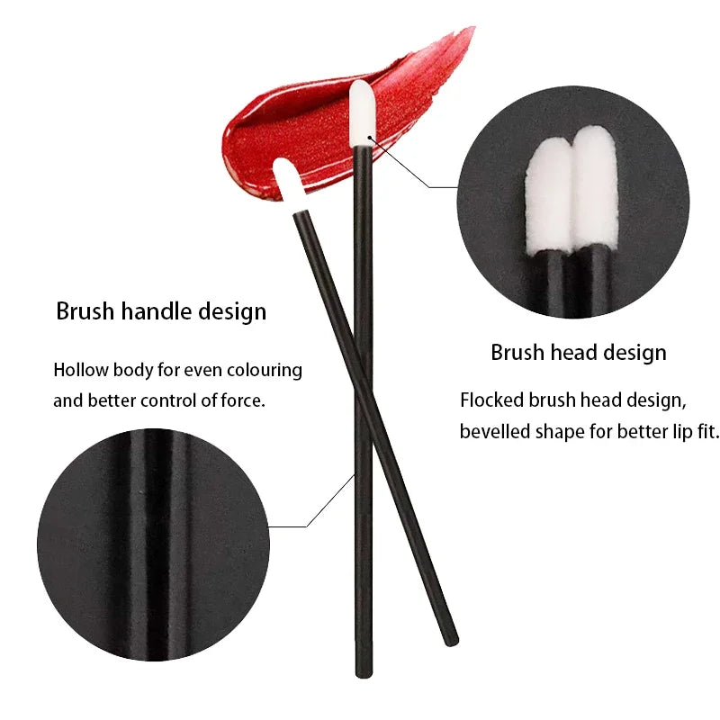 Ensemble de 100 applicateurs jetables pour lèvres et extensions de cils : bâtonnets de rouge à lèvres colorés et outils de maquillage polyvalents.
