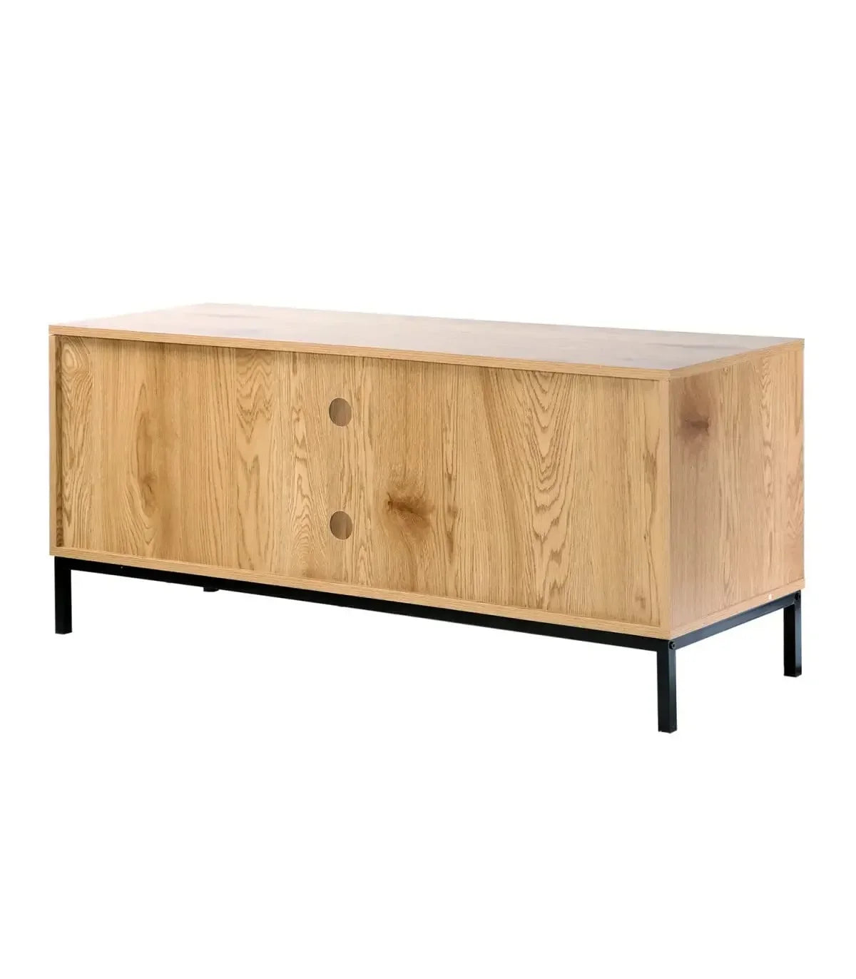 Meuble TV moderne en rotin cannage – Design à 2 portes avec niches, style naturel et contemporain