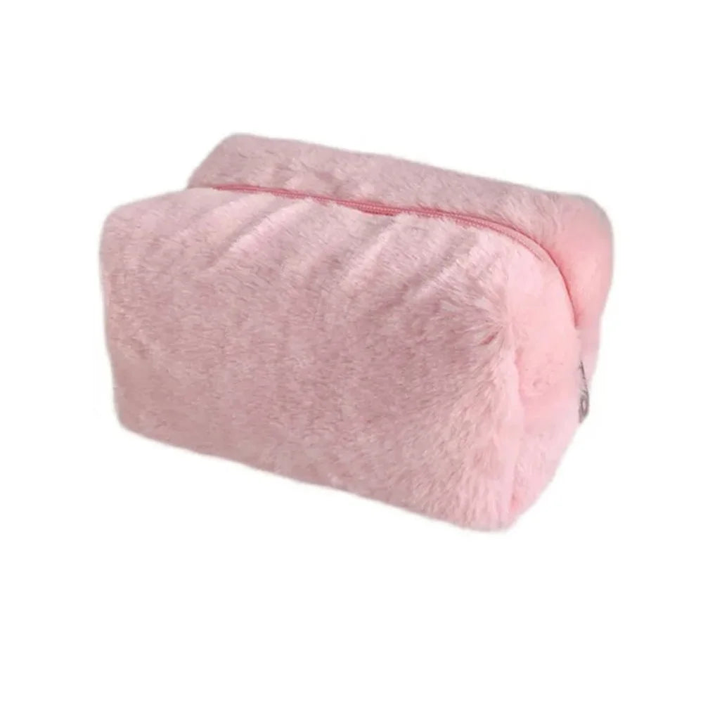 Sac de Maquillage en Fourrure pour Femmes - Trousse Cosmétique Souple de Voyage, Organiseur de Maquillage, Sac à Main Solide pour Jeunes Filles.
